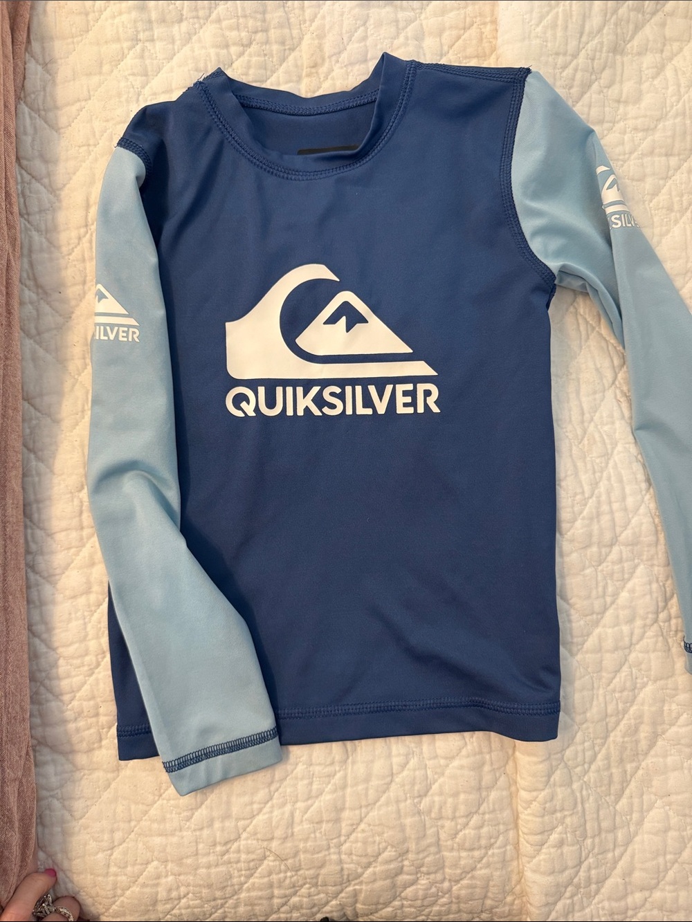 Quiksilver Navy and Light Blue Long Sleeve Rashguard